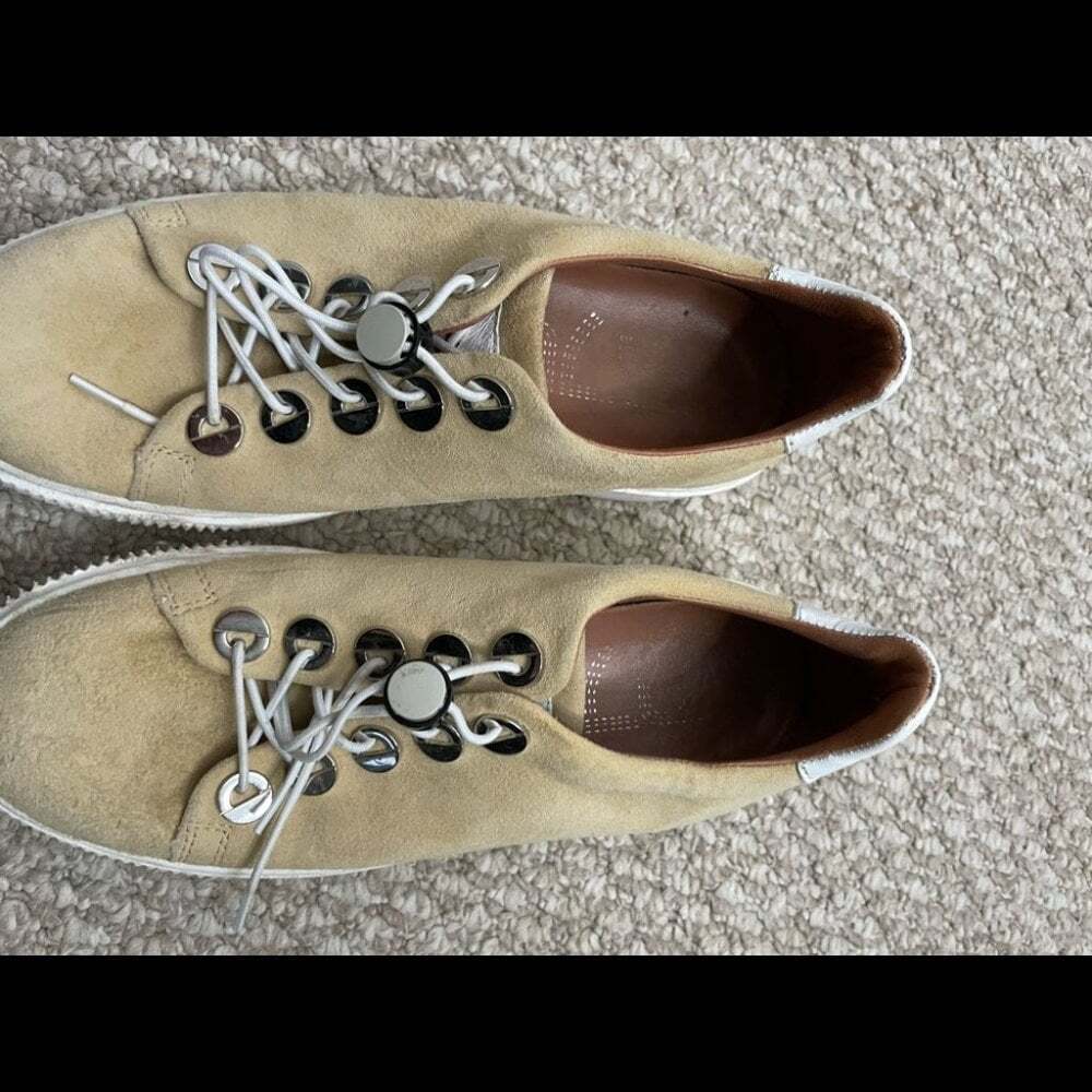 MJUS Anthropologie lace up sneaker shoes size 37 cream tan - Picture 3 of 11